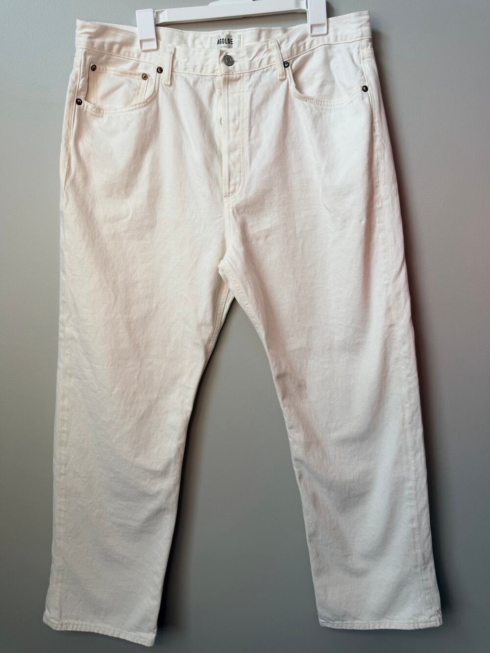 AGOLDE '90s Inspired High Waisted Straight Jeans White Wash Button Fly Size 32